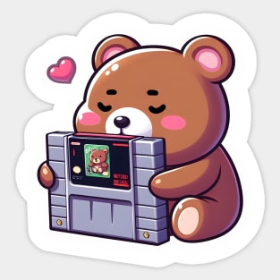 Cute retro video game lover bear Kawaii Sticker